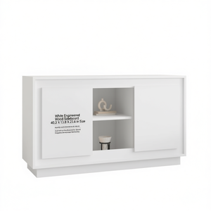 Credenza in Legno Ingegnerizzato Bianco, Dimensioni 40.2 X 13.8 X 23.6 Pollici, Design Moderno e Minimalista con Spazio di Archiviazione - Product Image 1