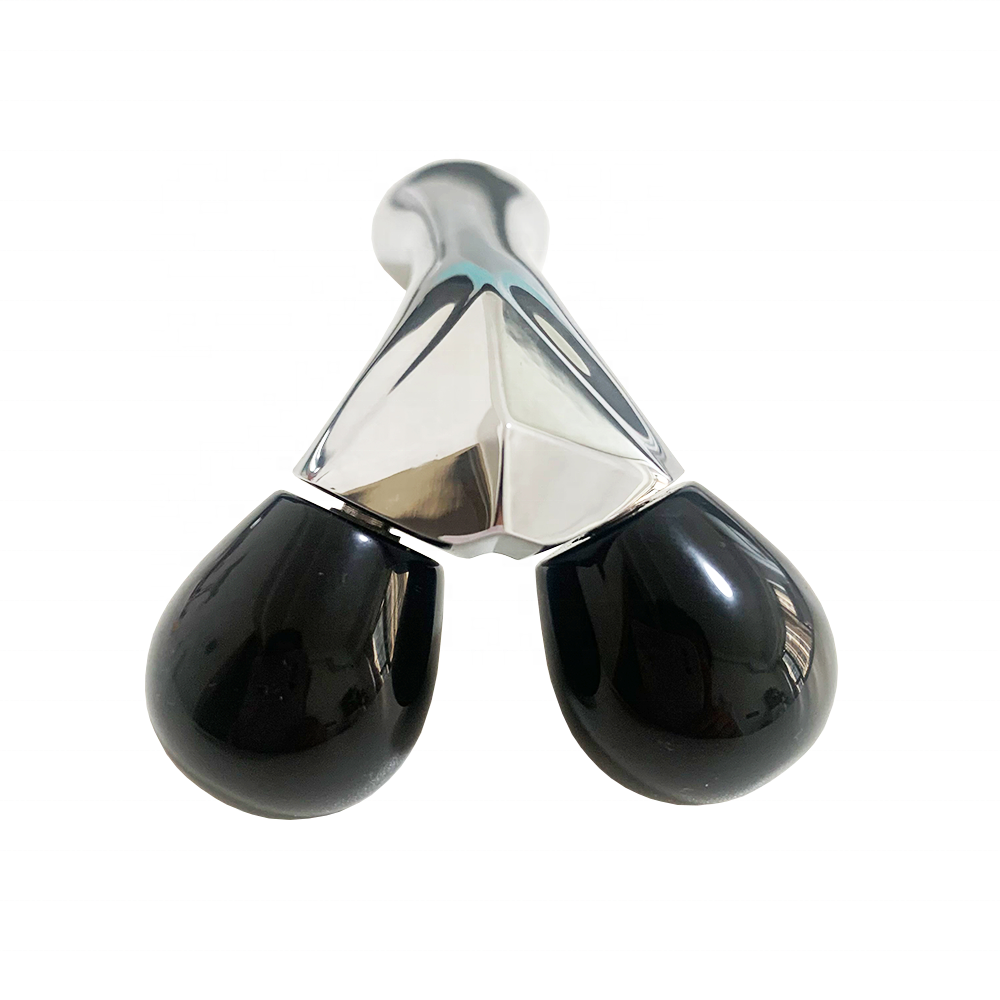 Оптовая продажа, инструмент для ухода за кожей, косметический черный обсидиановый нефритовый ролик для увеличения контура лица