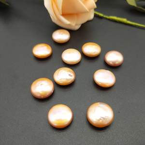 Lan Guang, venta al por mayor, Perla de botón barroco Natural, 13-14mm, perla redonda fuerte de color claro, pendiente colgante DIY, joyería - Product Image 5