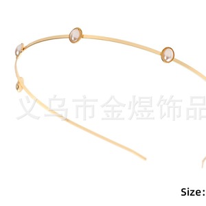 Diadema de perlas estilo coreano, metal dorado rosa, tocado de fiesta para mujer HB009010 - Product Image 3