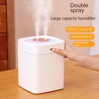 Nouveau Humidificateur USB Grande Capacité 3L Transfrontalier avec Lumière LED Changeante et Double Pulvérisation pour la Maison