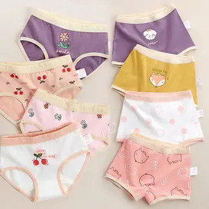 Culottes mignonnes de dessin animé rose pour enfants, sous-vêtements pour petites filles, culottes respirantes en tissu de coton biologique pur pour enfants