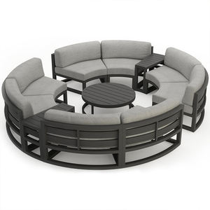 Moderne Hotelvilla Buiten Slijtvast Aluminium Frame Ronde Tuinbank Buitenterras Meubilair <span class=keywords><strong>Set</strong></span> Met Waterdicht Kussen - Product Image 6