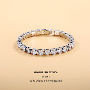 Fashion Tennis <b>Bracelet</b> Zinc Alloy Claw Setting Zircon Full Diamond Party Jewelry Women's <b>Bracelet</b> - Product Image 2