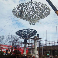 Arbre en forme d'arbre, Sculpture en acier inoxydable avec feuille creuse, scène colorée, meilleure vente 2022