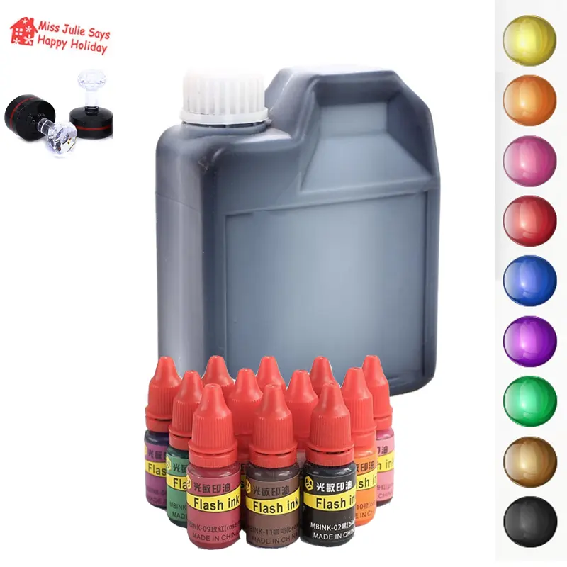 Guangzhou/5/10/50ML púrpura negro rojo Multi-color Flash sello de recarga de tinta para tinta de sellos y almohadillas fabricante