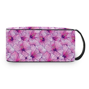 Custom Logo Travel <b>Case</b> Portable Pink Flower Design Wash Organizer Toiletry Bag <b>Small</b> Zipper Cosmetic Women Makeup Pouch - Product Image 2