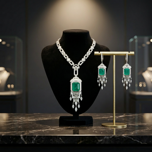 Collar de Lujo Vintage de Plata de Ley de Alta Calidad con Baño de Rodio y Circonitas Cúbicas de Fantasía en Venta - Product Image 2