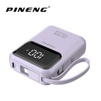 Mini chargeur de téléphone portable 10000mAh PINENG PN-710PD 20W PD Charge rapide Powerbank avec écran LED et sortie USB-A pour les voyages