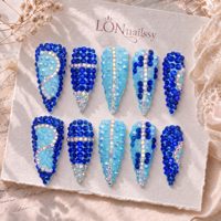 OEM ODM 3.0 Faux ongles à presser en PMMA, longs, forme stiletto, courbés, style French 3D, faits main, couvrance totale, design personnalisé, réutilisables, 10 pièces