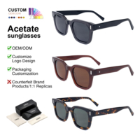 Lunettes de soleil carrées en acétate épais avec logo personnalisé, protection UV400 TAC, style rétro classique, unisexe, vente en gros