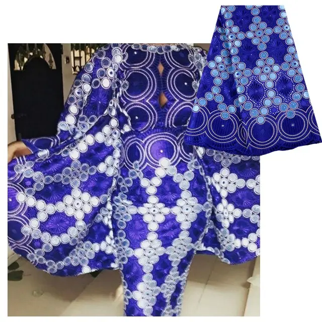1468 High Quality African Royal Blue Swiss Voile Lace Nigerian Embroidery Swiss Cotton Lace Fabric For Garment