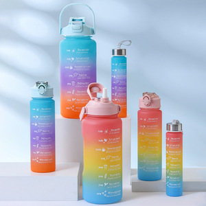 Gradient Color Sports Water Bottle 1000Ml Pop Up Lid Frosted Rainbow Design For Men And Women - Product Image 3