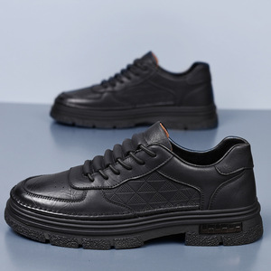 Chaussures décontractées en cuir pour hommes, bout rond, semelle souple, à lacets, style automne, mode business, semelle intermédiaire en EVA, semelle extérieure en caoutchouc - Product Image 3