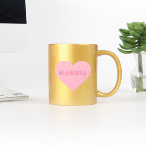 Taza de Oro Rosa y Plata con Diseño de Corazón Hermoso - Product Image 1