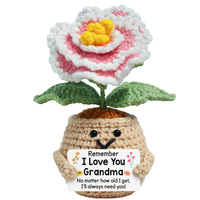 Fleur au crochet en pot, poupée, lys, tulipe, œillet, décoration florale de bureau, jouet tricoté, ornement, cadeau, artisanat