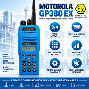 Radio portable <span class=keywords><strong>Motorola</strong></span> GP380 EX GP340 EX GP339 EX VHF UHF 403 470 MHz <span class=keywords><strong>Talkie</strong></span>-<span class=keywords><strong>walkie</strong></span> pour atmosphères explosives, pétrole, gaz, poussière, usine - Product Image 1