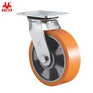 VIMA Factory Price Aluminum Core PU Wheel Castor 6" 8" Swivel Type Industrial Roller Casters 200mm 150mm Heavy Duty Caster Wheel