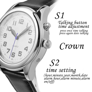 Montres parlantes personnalisées en plusieurs langues (anglais/français/espagnol/allemand/italien) - Montre analogique parlante avec alarme pour personnes âgées et aveugles - Product Image 3