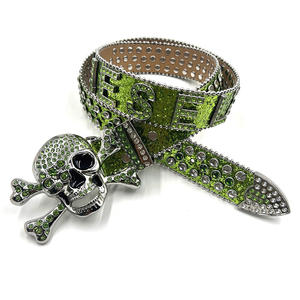 <span class=keywords><strong>Ceinture</strong></span> Unisexe à Boucle Tête de Mort en Strass et PU Façon Western, Style Cow-boy et Cow-girl, en Cristal, Collection <span class=keywords><strong>Simon</strong></span> B.B. Faite Main - Product Image 3