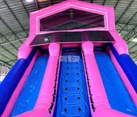 Toboggan gonflable commercial robuste avec mur d'escalade en PVC 0,9 mm pour location en parc d'attractions