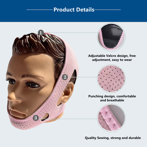 뜨거운 판매 하이 퀄리티 중지 코골이 통기성 턱 스트랩 안티 코골이 턱 벨트 수면 지원 조정 가능한 목 중괄호 코골이 - Product Image 2