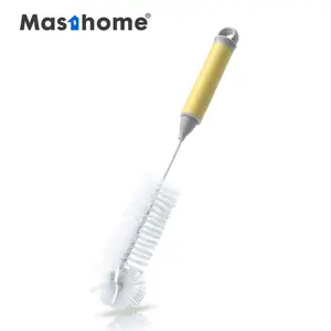 Masthome Professional Supplyグレー & イエロースタイルボトルクリーニングブラシ回転クリーニングPPTPRプラスチックハンドル哺乳瓶ブラシ