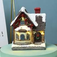Mini maison de village de Noël en résine légère, chalet enneigé, scène hivernale, ornement de table, décoration de Noël pour la maison