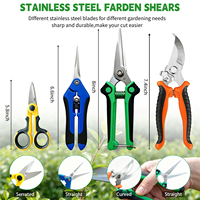 Ensemble de 4 ciseaux de jardinage, lames multiples en acier inoxydable, adaptés aux jardins de fleurs et aux bonsaïs
