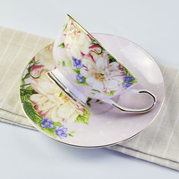 Ensemble de tasses à expresso en porcelaine fine rose dorée avec soucoupe, tasse à thé de l'après-midi, mug 250 ml, pour mariage, café et maison, en stock