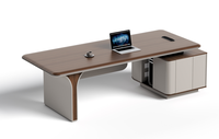 Bureau de direction moderne en bois massif de luxe avec rangement modulaire, matériaux écologiques et durables, montage mural facile, idéal pour villa