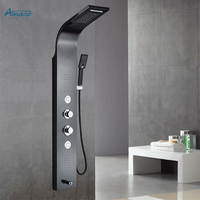 Ensemble de robinet de douche mural en acier inoxydable avec LED, mitigeur de douche à cascade LED, panneaux de douche de luxe, système de colonne de douche