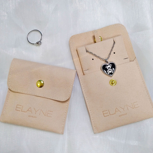 Custom Microfiber <b>White</b> Suede Jewelry Box Pouch <b>Envelope</b> with Card Insert and Logo Premium Packaging for Customized Jewelry - Product Image 1