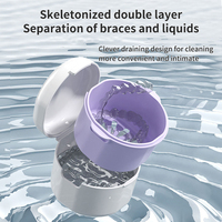 Boîte de rangement en plastique pour prothèses dentaires et appareils orthodontiques invisibles, avec égouttoir de nettoyage, pour usage dentaire