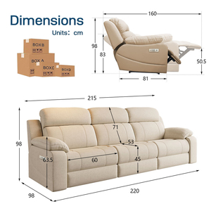 Modern Fabric Power Reclining 3 Seater Couch With USB Ports Living Room Furniture Set Wholesale Recliner 260422 Modern Fabric Po - Product Image 6