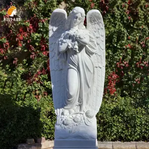 Statue d'ange nu en marbre naturel blanc sculpté à la main taille réelle