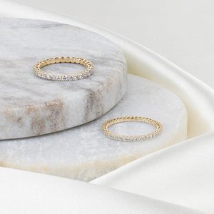 SGARIT Bague d'éternité tendance personnalisée en diamant de laboratoire, or 14 carats, taille brillant, couleur IGI F, clarté VS1-VS2, pour femme, bague de mariage - Product Image 5