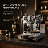 Machine à café semi-automatique professionnelle E61 avec chaudière en acier inoxydable, pompe italienne, double manomètre, programmable pour les cafés