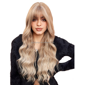 Offres Spéciales doré brun point culminant rose <span class=keywords><strong>Manga</strong></span> transparent frange vague boucles cheveux longs tempérament moelleux paresseux perruque pour les cheveux des femmes - Product Image 4