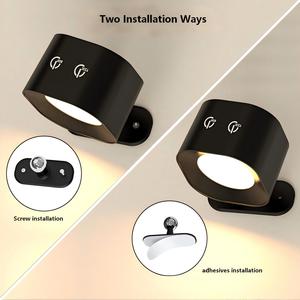 Appliques murales LED RGB rechargeables à piles, 3 températures de couleur, à intensité variable, commande tactile, design moderne pour salon et chambre à coucher - Product Image 2