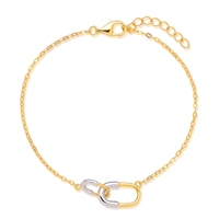 Bracelet ajustable bicolore en argent sterling plaqué or rhodié 18 carats sans nickel Silver City, tendance pour femme/unisexe, idéal pour les soirées