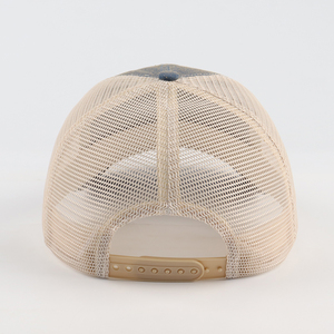 Casquette en maille autocollante de marque OEM <span class=keywords><strong>Islande</strong></span> Écusson de broderie 5 panneaux, casquette de camionneur ajustable structurée à la mode unisexe en denim personnalisée - Product Image 5