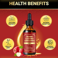 Complément Herbal Liquide 8-en-1 Saveur Pomme Végétalien à Base de Mousse de Mer, Nigelle et Ashwagandha pour la Santé de la Peau, Marque Privée OEM