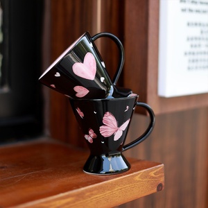 Shangen Porcelain Goblet Coffee Mug Waist-Thin High-Foot Design Modern <b>Simple</b> Style <b>Microwave</b> Dishwasher Safe High Temperature - Product Image 4