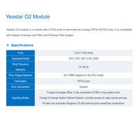Tarjeta de Expansión Yeastar O2 de 2 Puertos RJ11 FXO, Troncal PSTN POTS Compatible con las Series S20/S50/S100/S300 MyPBX VoIP IP PBX