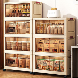 ZD802-2 आधुनिक पारदर्शी आयताकार प्लास्टिक भंडारण कैबिनेट फोल्डेबल मल्टीफंक्शन हल्के आयोजक कपड़े खिलौने स्नैक्स - Product Image 2