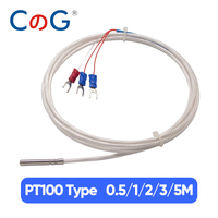 CG 4*30mm Sonde à fente pour rouleau en acier inoxydable PT100 Capteur de température Résistance thermique avec fil étanche PTFE 0.5/1/2/3/5M