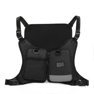 Veste de course nocturne unisexe en gros, nouvelle couleur unie, réfléchissante, détachable, sac de poitrine portable, poche en maille, sacs pour hommes - Product Image 2