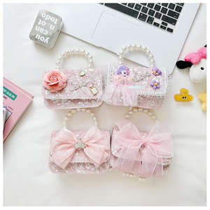 キッズショルダーバッグ少女弓型パール漫画パターンPUクロスボディショルダーバッグファッションプリンセススタイルゼロ財布 - Product Image 6