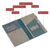 Funda de billetera para pasaporte con bloqueo RFID de cuero nuevo y genuino, organizador de documentos de viaje, tarjetero para familia y pasaporte